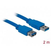 Delock - Câble usb usb 3.2 Gen1 (usb 3.0) usb-a mâle, usb-a femelle 2.00 m bleu contacts dorés 82539
