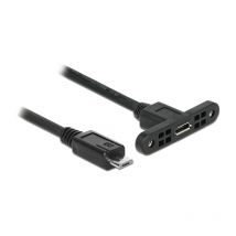 Delock - 0.25m - 2xUSB2.0 Micro-B - 0,25 m - Micro-USB b - Micro-USB b - 2.0 - Male connector / Female connector - Noir (85245)