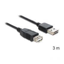 Easy-usb 2.0-A - usb 2.0-A - 3m - 3 m - usb a - usb a - 2.0 - Male connector / Female connector - Noir (83372) - Delock