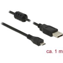 Delock - USB-Kabel usb 2.0 usb-a Stecker, USB-Micro-B Stecker 1.00 m Schwarz mit Ferritkern 84901