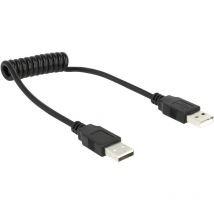 USB-Kabel usb 2.0 usb-a Stecker, usb-a Stecker 0.60 m Schwarz Spiralkabel 1937078 - Delock