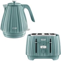 Ballerina 1.7L Kettle & 4 Slice Toaster Set, Green - Delonghi