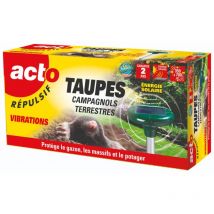 Retro - Répulsif taupes Campagnols Terrestres à Énergie Solaire - 350m²