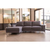 Delorm - Canapé d'angle en tissu - modèle Walk - gris anthracite