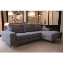 Delorm - Canapé d'angle en tissu - modèle Walk - gris anthracite