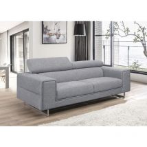 Canapé en tissu design 3 places avec têtières - modèle Street - gris - Delorm