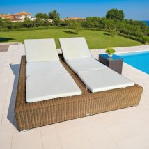 Salon de jardin bas en résine tressée - modèle barcares - Delorm