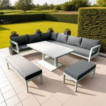 Salon de jardin d'angle design bas en aluminium - 10 personnes - Delorm