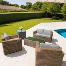 Salon de jardin en résine tressée - modèle Florence - Delorm