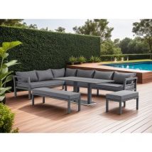 Salon de jardin d'angle design bas en aluminium - 10 personnes - Delorm