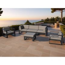 Salon de jardin haut de gamme en aluminium - gris foncé - 6 places - modèle st tropez - Delorm