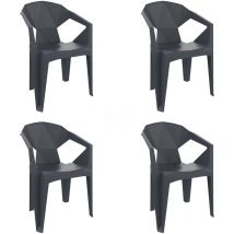 Delta Set 4 Silla Con Brazos Interior, Exterior Gris Oscuro - Garbar