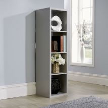 Cube - Deluxe Chunky Storage 4 Shelf Bookcase Wooden Display Unit Organiser Grey - Grey