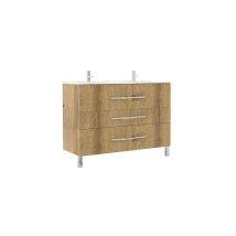 Meuble à poser ALAN - L120cm - Chêne rustique - Plaqué bois - Livré monté