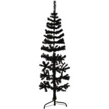 Demi sapin de Noël artificiel mince avec support Noir 120 cm