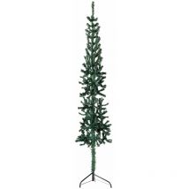 Demi sapin de Noël artificiel mince avec support Vert 150 cm