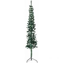 Demi sapin de Noël artificiel mince avec support Vert 180 cm