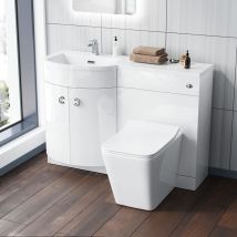 Dene lh 1100mm Vanity Basin Unit White & Elora Back to Wall Toilet White