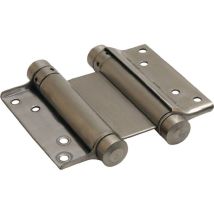 Pendeltürband vernickelt – Türstärke 18-25 mm – Höhe 25 mm – Breite 70 mm – Länge 95 mm – Gewicht 490 g – Belastungswert 15 kg – 2 Stück