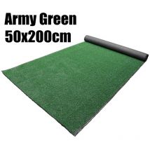 Mohoo - Dense Artificial Turf Grass Synthetic Realistic Indoor Outdoor Mat Yard Garden 50cmx200cm Army green