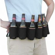 Denuotop - Ceinture de Bière Ceinture Porte-Canettes Bouteille Sac à Bière Ceinture de Bière Réglable de 6 Poches Ceinture Boisson pour Camping