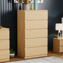 Denver 5 Drawer Chest of Drawers Bedroom Storage Furniture, Pine