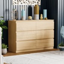 Denver 6 Drawer Chest of Drawers Bedroom Storage Furniture, Pine