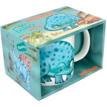 12600 Dino World - Tazza in bianco con stampa di dinosauri, tazza in porcellana con manico, capacità circa 250 ml - Depesche