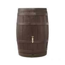 Depósito de agua pluvial barrica 420 litros con grifo - madera oscura