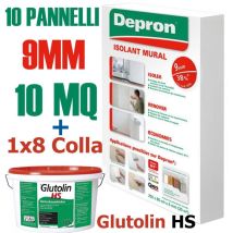 Depron Pannelli Isolanti Da 9mm (125 X 80 ) Confezione Da 10mq + 1 Glutolin 8kg + Guanti Omaggio