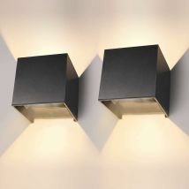 Zolginah 2x12w Appliques Murales Interieur/ Exterieur Réglable 3000k Applique Murale Led Noir Ip65 Étanche Lampe Murale Moderne En Aluminium Pour 
