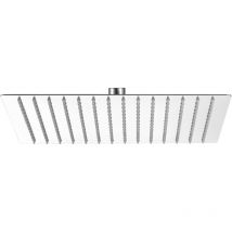 Derw Max - Ducha de lluvia (20 x 20 cm), cuadrada, de acero inoxidable, autolimpiable, cromada