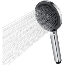 Derw Max - Duchas, teleducha con 4 modos de chorro, ducha fija de 127 mm, fácil de limpiar - Cromo + Negro