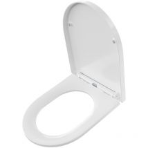 DERW max Kurzer D-förmiger Toilettensitz, Toilettensitz mit Absenkautomatik, 42,7 x 36 cm, Weiß