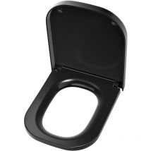 Kurzer quadratischer Toilettensitz, Schwarzer Toilettensitz mit Doppelknopf, Toilettensitz aus Harnstoff-Formaldehyd, Toilettensitz mit