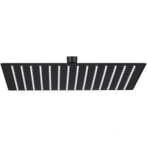 Derw Max - Regendusche Duschkopf (25 x 25 cm), Edelstahl eckig Brausekopf, selbstreinigend, Schwarz
