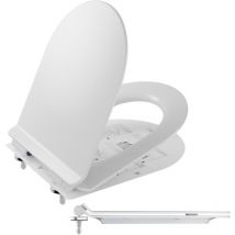 Cecipa Max - derw max Siège de Toilette Ultra-mince en Forme de d, Siège de Toilette en Urée-formaldéhyde, Abattant wc Frein de Chute, Blanc