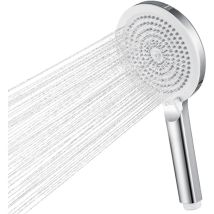 Derw Max - Soffioni Doccia, Doccetta Con 4 Modalità Di Getto, Soffione Da 127 Mm, Facile Da Pulire - Cromo + Bianco