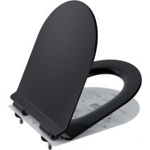 Ultradünner D-förmiger Toilettensitz, Harnstoff-Formaldehyd-Toilettensitz, Toilettensitz mit Absenkautomatik, Schwarz - Derw Max