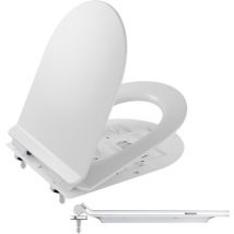Ultradünner D-förmiger Toilettensitz, Harnstoff-Formaldehyd-Toilettensitz, Toilettensitz mit Absenkautomatik, Weiß - Derw Max