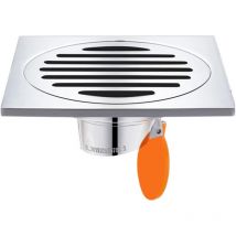 Desagüe de ducha cuadrado de acero inoxidable, antiolores, para baño, cuadrado de 100 mm, plateado