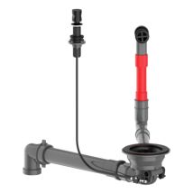 Desagüe de fregadero automático de 90° con rebosadero redondo, negro satinado.