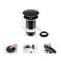 Zhuoxuan - Desagüe de fregadero negro (sin rebosadero), desagüe de fregadero emergente negro universal, desagüe emergente automático (para fregadero