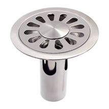 Serbia - Desagüe de suelo redondo, acero inoxidable cepillado, apto para baño, cocina, lavadero, jardín