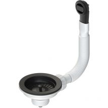 Lb Plast - Desague negro mate Ø114 para fregadero agujero Ø90 con demasiado lleno l.b. plast D670-46-R-ON Negro mate