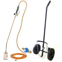 Kemper - Desherbeur thermique Bruleur 60 mm Tuyau 5 mètres Chariot à roues pour bouteille gaz Allume gaz + Détendeur Gaz