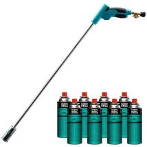 Désherbeur thermique Brule Herbes Allumage piezo + 8 cartouches 227gr + Adaptateur multi cartouches intec