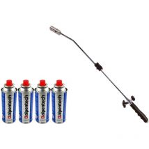 Desherbeur thermique piezo Chalumeau gaz + 4 Recharges Desherbant thermique Brule herbes