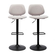 Design-barhocker Höhenverstellbar Stoff Mit Samteffekt In Beige Und Schwarzes Metall (2er-set) Barnet
