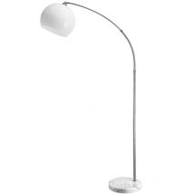 Design Bogenlampe Höhenverstellbar 190-210cm Schwenkbar Marmorfuß Fußschalter Stehlampe Stehleuchte Bogen Leuchte